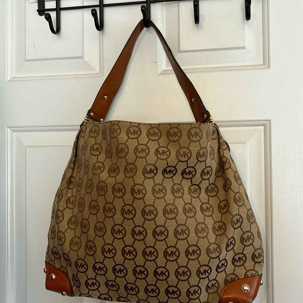 Michael Kors Purse Handbag Beige MK logo